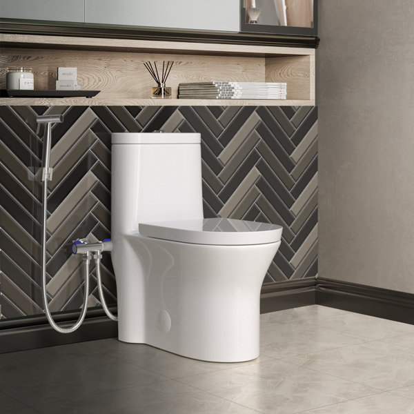 Givingtree 1.6 GPF DualFlush Elongated OnePiece Skirted Toilet with